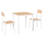 Juego de mesa de comedor cuadrada blanca de 3 piezas para 2