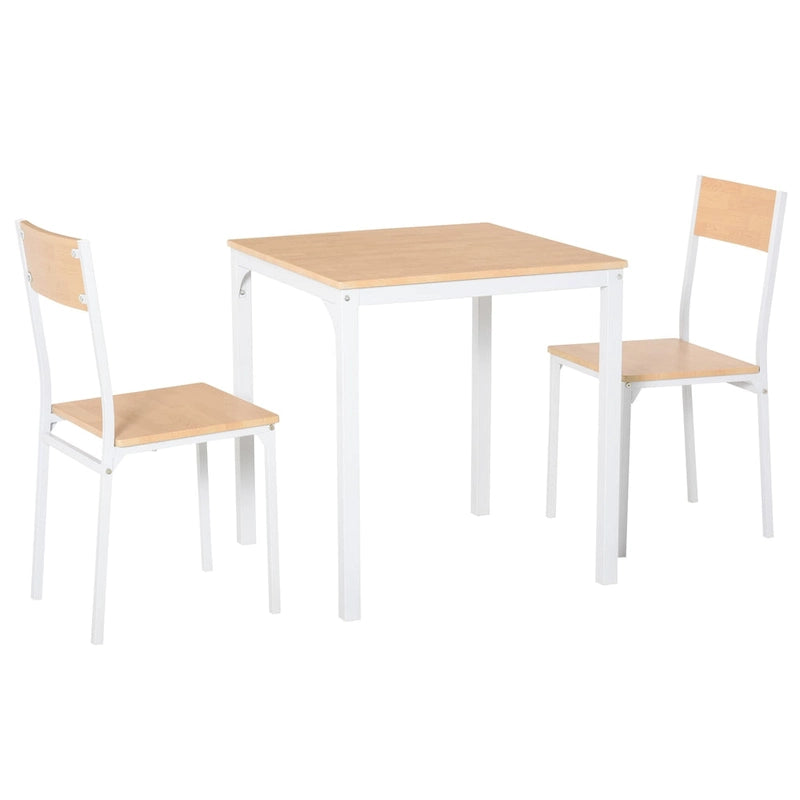 Juego de mesa de comedor cuadrada blanca de 3 piezas para 2