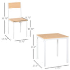 Juego de mesa de comedor cuadrada blanca de 3 piezas para 2