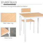 Juego de mesa de comedor cuadrada blanca de 3 piezas para 2