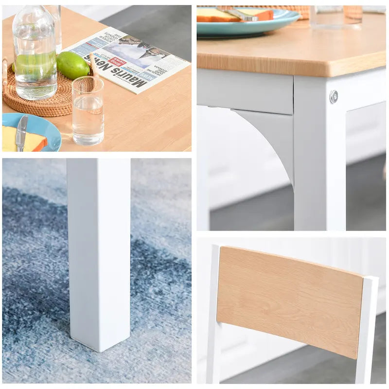 Juego de mesa de comedor cuadrada blanca de 3 piezas para 2
