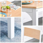 Juego de mesa de comedor cuadrada blanca de 3 piezas para 2