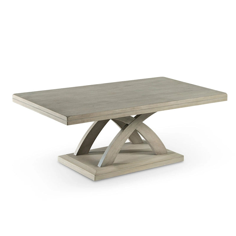 Mesa de centro con doble tablero y base en X, color gris