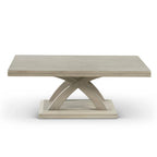 Mesa de centro con doble tablero y base en X, color gris