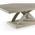 Mesa de centro con doble tablero y base en X, color gris