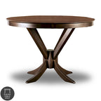 Mesa de mostrador redonda de nogal, base de pedestal, para 4 personas