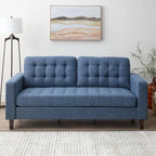 Sofá tapizado con brazos cuadrados - Óxido / Carbón / Azul marino / Gris / Negro / Verde / Camel sintético, 3 plazas