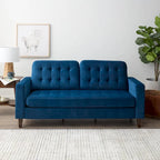 Sofá tapizado con brazos cuadrados - Óxido / Carbón / Azul marino / Gris / Negro / Verde / Camel sintético, 3 plazas