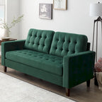 Sofá tapizado con brazos cuadrados - Óxido / Carbón / Azul marino / Gris / Negro / Verde / Camel sintético, 3 plazas