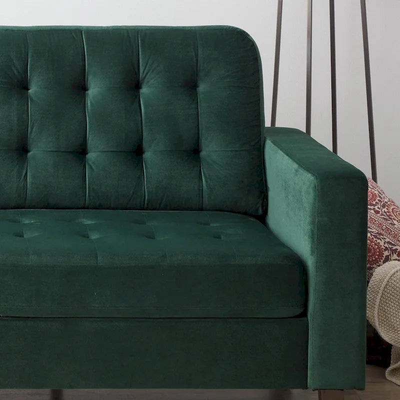 Sofá tapizado con brazos cuadrados - Óxido / Carbón / Azul marino / Gris / Negro / Verde / Camel sintético, 3 plazas