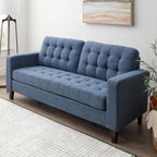 Sofá tapizado con brazos cuadrados - Óxido / Carbón / Azul marino / Gris / Negro / Verde / Camel sintético, 3 plazas