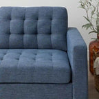 Sofá tapizado con brazos cuadrados - Óxido / Carbón / Azul marino / Gris / Negro / Verde / Camel sintético, 3 plazas