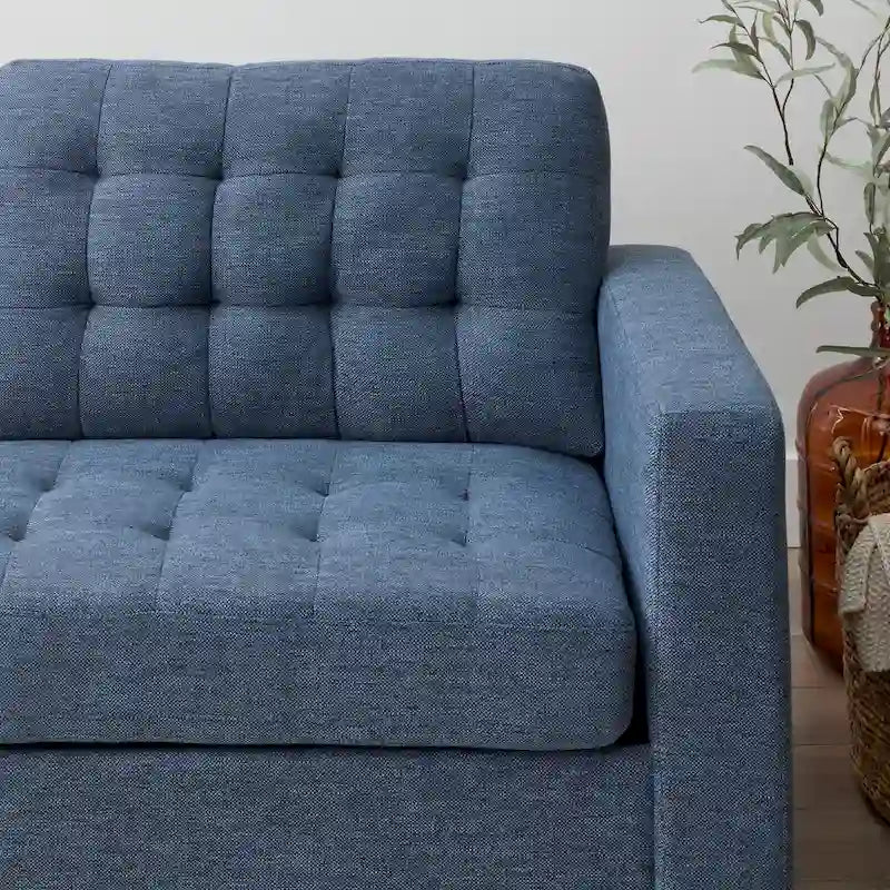 Sofá tapizado con brazos cuadrados - Óxido / Carbón / Azul marino / Gris / Negro / Verde / Camel sintético, 3 plazas