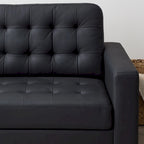 Sofá tapizado con brazos cuadrados - Óxido / Carbón / Azul marino / Gris / Negro / Verde / Camel sintético, 3 plazas