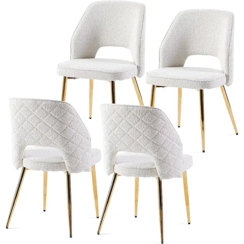 Silla de comedor Velvet Hollow-Back, juego de 4 – Beige / Azul oscuro / Negro / Verde oscuro / Gris / Rosa