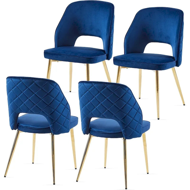 Silla de comedor Velvet Hollow-Back, juego de 4 – Beige / Azul oscuro / Negro / Verde oscuro / Gris / Rosa