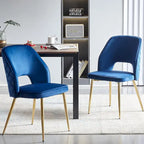 Silla de comedor Velvet Hollow-Back, juego de 4 – Beige / Azul oscuro / Negro / Verde oscuro / Gris / Rosa