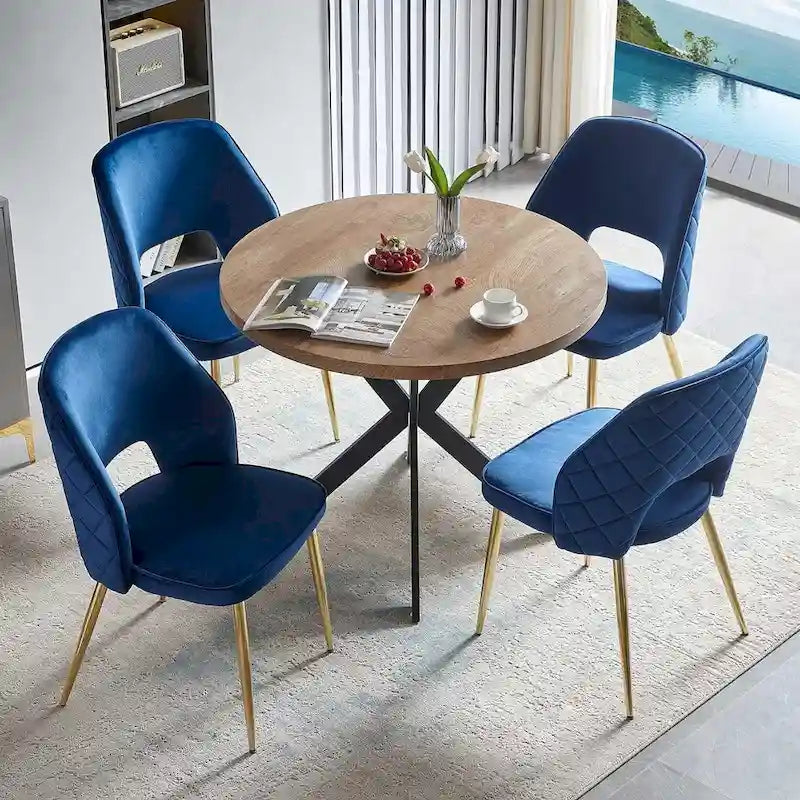Silla de comedor Velvet Hollow-Back, juego de 4 – Beige / Azul oscuro / Negro / Verde oscuro / Gris / Rosa