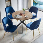 Silla de comedor Velvet Hollow-Back, juego de 4 – Beige / Azul oscuro / Negro / Verde oscuro / Gris / Rosa