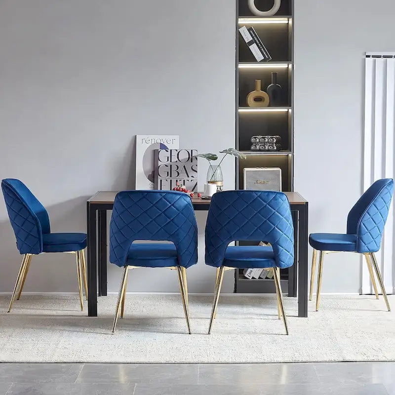 Silla de comedor Velvet Hollow-Back, juego de 4 – Beige / Azul oscuro / Negro / Verde oscuro / Gris / Rosa
