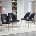 Silla de comedor Velvet Hollow-Back, juego de 4 – Beige / Azul oscuro / Negro / Verde oscuro / Gris / Rosa