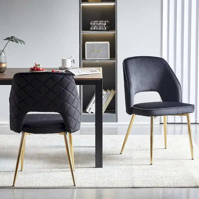Silla de comedor Velvet Hollow-Back, juego de 4 – Beige / Azul oscuro / Negro / Verde oscuro / Gris / Rosa