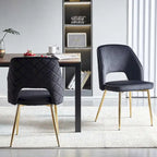 Silla de comedor Velvet Hollow-Back, juego de 4 – Beige / Azul oscuro / Negro / Verde oscuro / Gris / Rosa