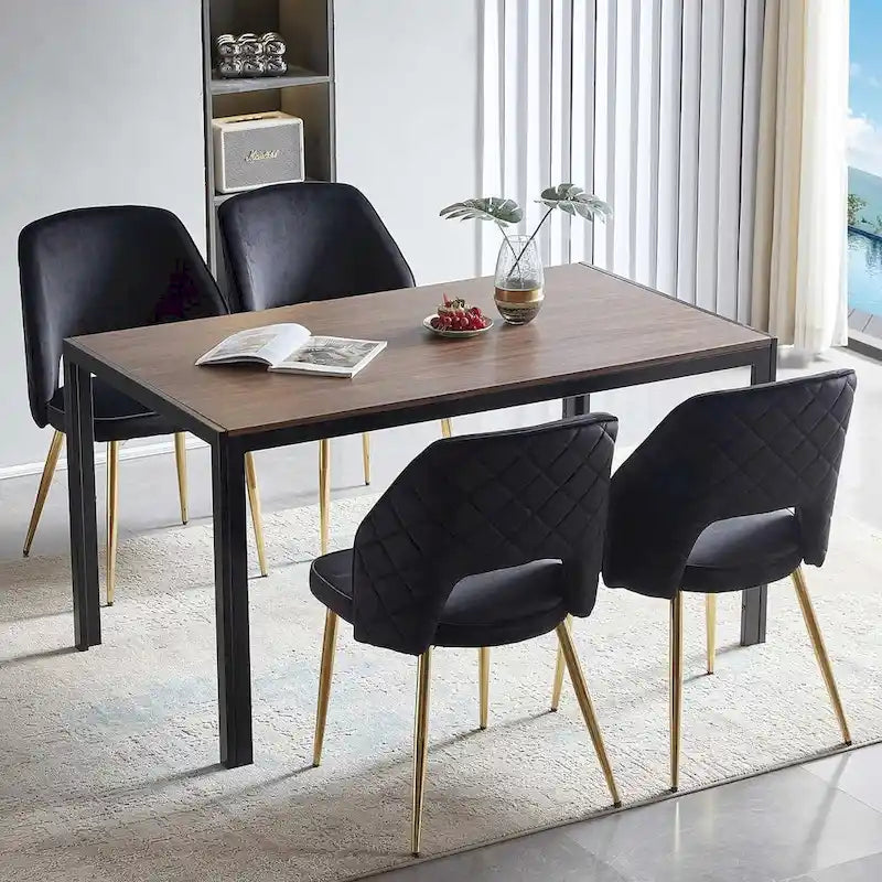 Silla de comedor Velvet Hollow-Back, juego de 4 – Beige / Azul oscuro / Negro / Verde oscuro / Gris / Rosa