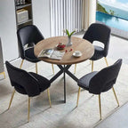 Silla de comedor Velvet Hollow-Back, juego de 4 – Beige / Azul oscuro / Negro / Verde oscuro / Gris / Rosa
