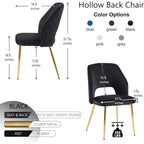 Silla de comedor Velvet Hollow-Back, juego de 4 – Beige / Azul oscuro / Negro / Verde oscuro / Gris / Rosa