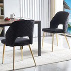 Silla de comedor Velvet Hollow-Back, juego de 4 – Beige / Azul oscuro / Negro / Verde oscuro / Gris / Rosa