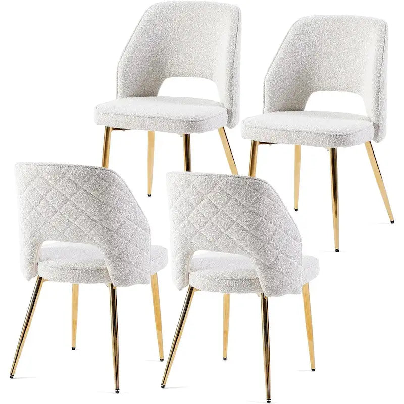 Silla de comedor Velvet Hollow-Back, juego de 4 – Beige / Azul oscuro / Negro / Verde oscuro / Gris / Rosa