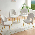 Silla de comedor Velvet Hollow-Back, juego de 4 – Beige / Azul oscuro / Negro / Verde oscuro / Gris / Rosa