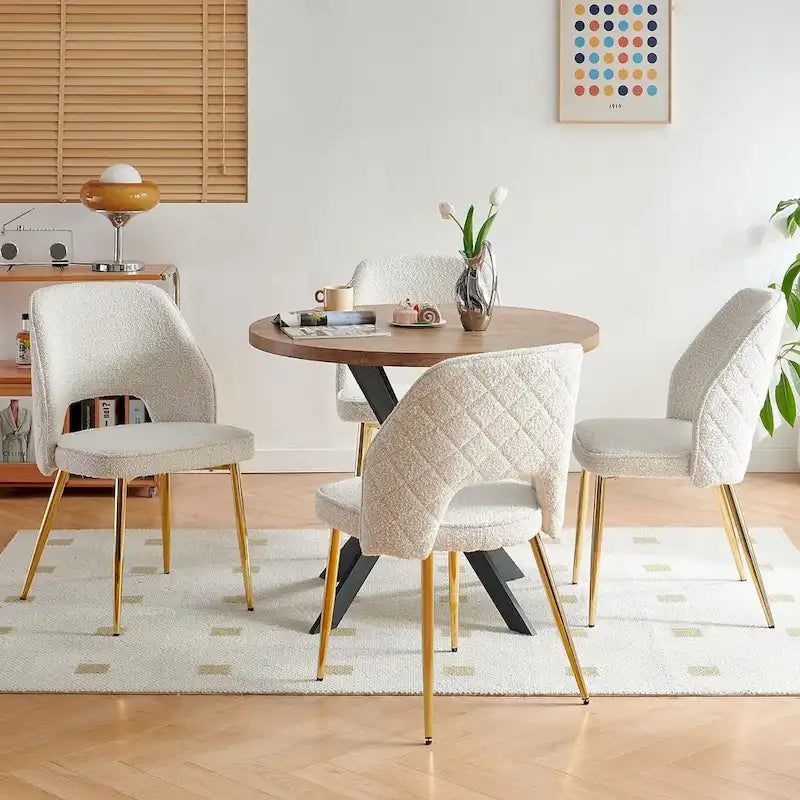 Silla de comedor Velvet Hollow-Back, juego de 4 – Beige / Azul oscuro / Negro / Verde oscuro / Gris / Rosa
