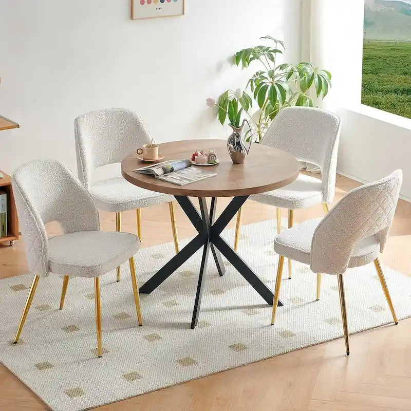 Silla de comedor Velvet Hollow-Back, juego de 4 – Beige / Azul oscuro / Negro / Verde oscuro / Gris / Rosa