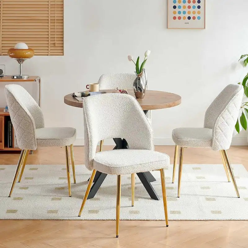 Silla de comedor Velvet Hollow-Back, juego de 4 – Beige / Azul oscuro / Negro / Verde oscuro / Gris / Rosa