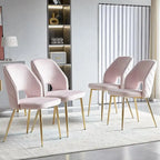 Silla de comedor Velvet Hollow-Back, juego de 4 – Beige / Azul oscuro / Negro / Verde oscuro / Gris / Rosa