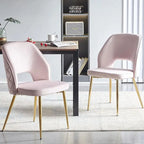 Silla de comedor Velvet Hollow-Back, juego de 4 – Beige / Azul oscuro / Negro / Verde oscuro / Gris / Rosa