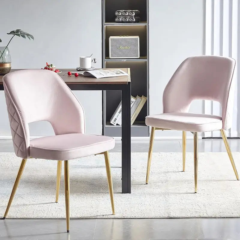 Silla de comedor Velvet Hollow-Back, juego de 4 – Beige / Azul oscuro / Negro / Verde oscuro / Gris / Rosa