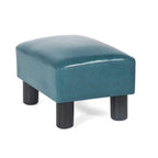 Puf otomano cuadrado de piel sintética – Azul pavo real / Amarillo / Multicolor – Asiento individual