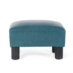 Puf otomano cuadrado de piel sintética – Azul pavo real / Amarillo / Multicolor – Asiento individual