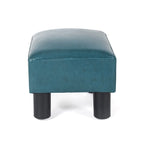 Puf otomano cuadrado de piel sintética – Azul pavo real / Amarillo / Multicolor – Asiento individual