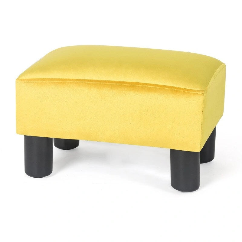 Puf otomano cuadrado de piel sintética – Azul pavo real / Amarillo / Multicolor – Asiento individual