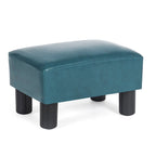 Puf otomano cuadrado de piel sintética – Azul pavo real / Amarillo / Multicolor – Asiento individual