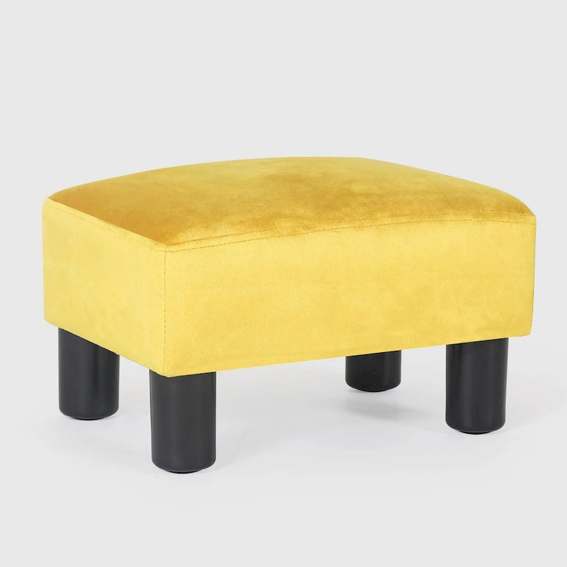 Puf otomano cuadrado de piel sintética – Azul pavo real / Amarillo / Multicolor – Asiento individual