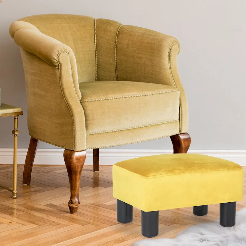 Puf otomano cuadrado de piel sintética – Azul pavo real / Amarillo / Multicolor – Asiento individual