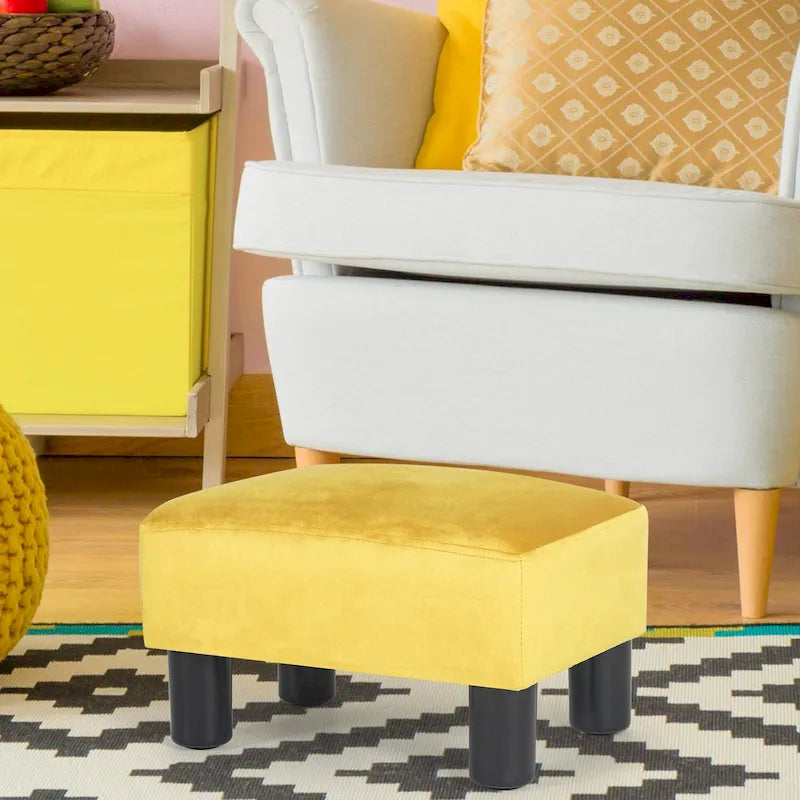 Puf otomano cuadrado de piel sintética – Azul pavo real / Amarillo / Multicolor – Asiento individual