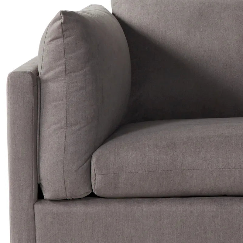 Sillón acurrucador de respaldo de almohada de gran tamaño en gris carbón/azul marino con otomana, para 1 o 2 personas