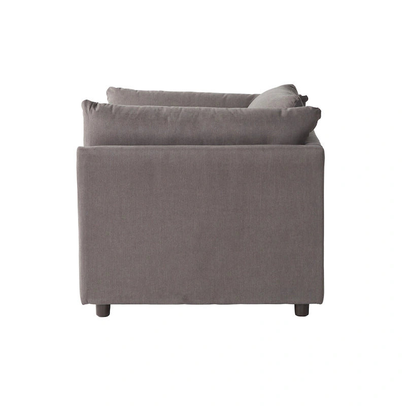 Sillón acurrucador de respaldo de almohada de gran tamaño en gris carbón/azul marino con otomana, para 1 o 2 personas