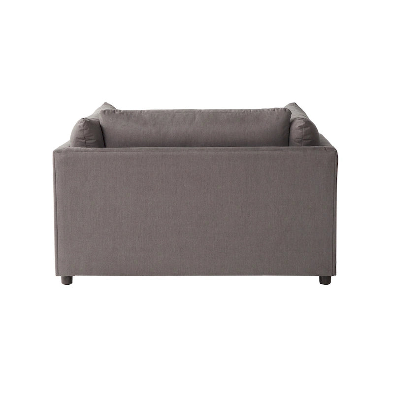 Sillón acurrucador de respaldo de almohada de gran tamaño en gris carbón/azul marino con otomana, para 1 o 2 personas